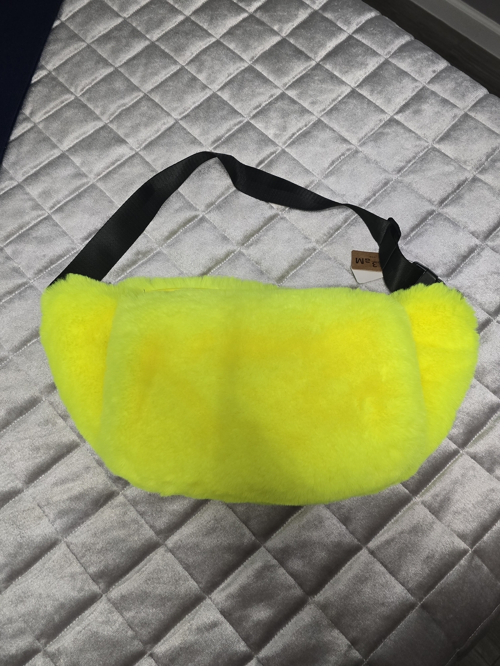 Plush Fanny Pack - Neon Yellow Faux Fur Waist Bag